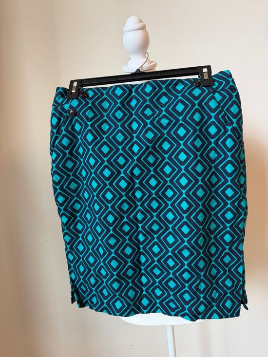 LOFT Dresses & Skirts - LOFT Teal and Black Geometric Pencil Skirt